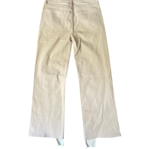 AQUA Two-Tone Split Hem Flare Jeans Size 27 Beige/Cream High Rise - Picture 7 of 7